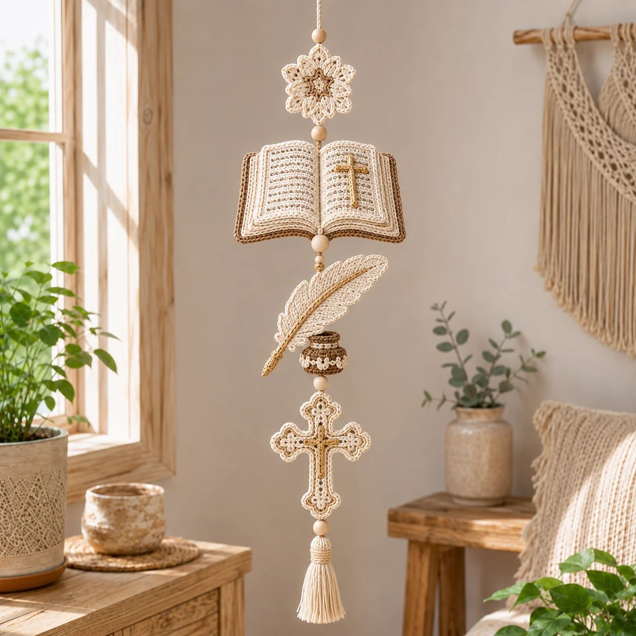 🔥Last Day 49% OFF - ✝️🧵Blessed Faith Hanging Cascade DIY Crochet Kit🪡