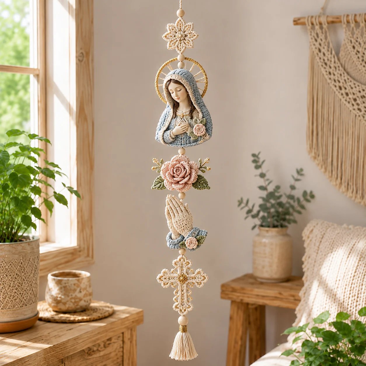 🔥Last Day 49% OFF - ✝️🧵Blessed Faith Hanging Cascade DIY Crochet Kit🪡