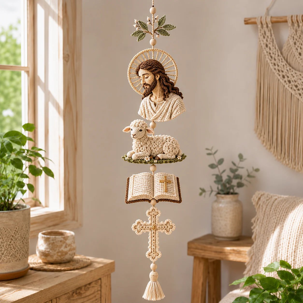 🔥Last Day 49% OFF - ✝️🧵Blessed Faith Hanging Cascade DIY Crochet Kit🪡
