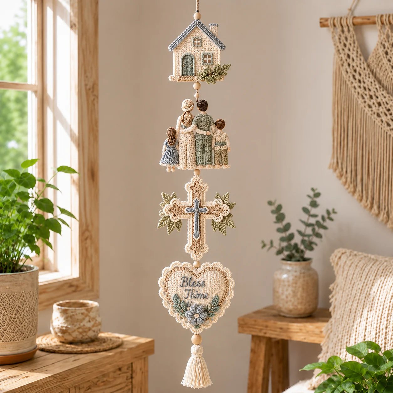 🔥Last Day 49% OFF - ✝️🧵Blessed Faith Hanging Cascade DIY Crochet Kit🪡