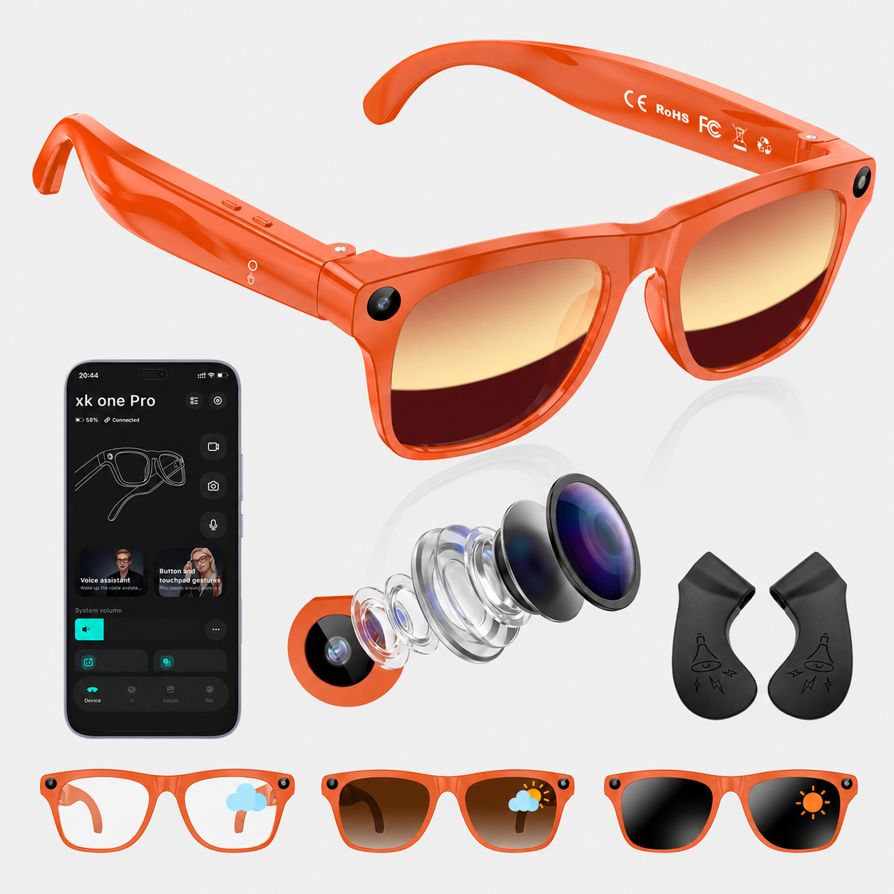 AI Smart Glasses with 4K Camera, Real-Time Translation & Open-Ear Audio