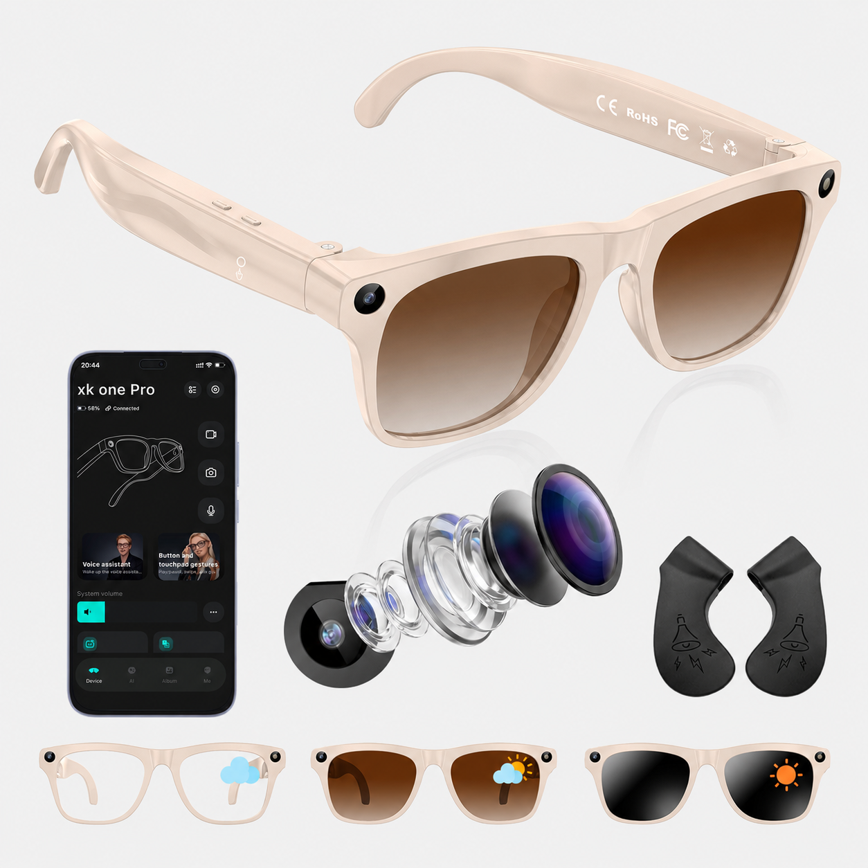AI Smart Glasses with 4K Camera, Real-Time Translation & Open-Ear Audio