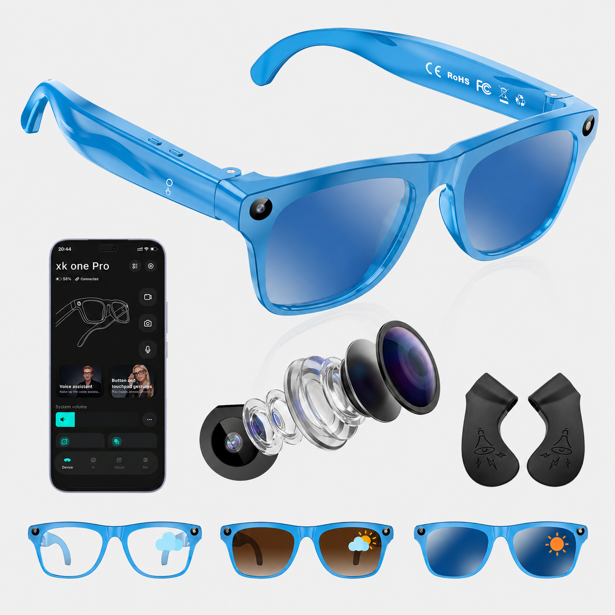 AI Smart Glasses with 4K Camera, Real-Time Translation & Open-Ear Audio