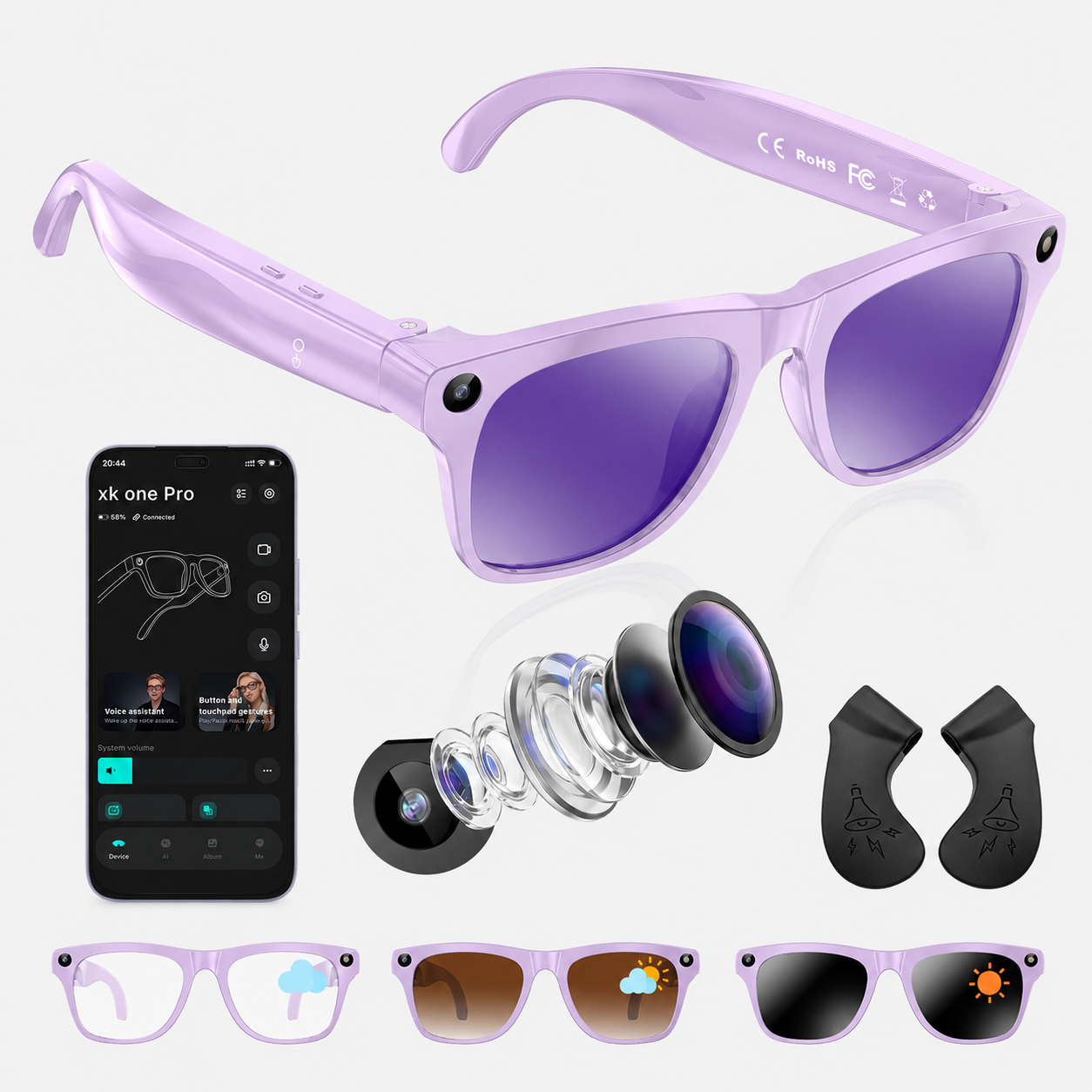 AI Smart Glasses with 4K Camera, Real-Time Translation & Open-Ear Audio