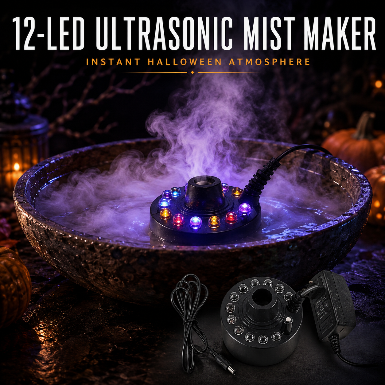 🎉 2026 Sale — Over 15,400 Sold!👻 12 LED light Ultrasonic Mist Maker Fogger