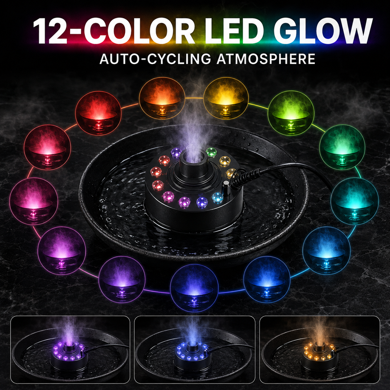 🎉 2026 Sale — Over 15,400 Sold!👻 12 LED light Ultrasonic Mist Maker Fogger
