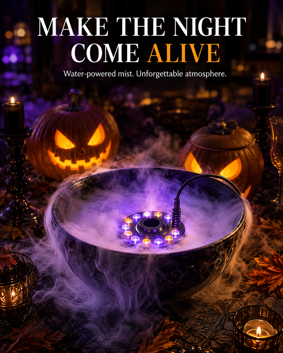 🎉 2026 Sale — Over 15,400 Sold!👻 12 LED light Ultrasonic Mist Maker Fogger