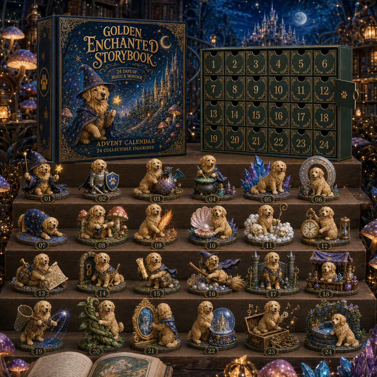 ⏰Limited Stock 49% OFF🔥🎄 2026 Premium Golden Retriever Advent Calendar – 24-Day Surprise Collectible Set, 4 Themes (Country/Enchanted/Christmas/Halloween), 96 Total Designs, Perfect Gift for Golden Retriever Lovers 🐾✨