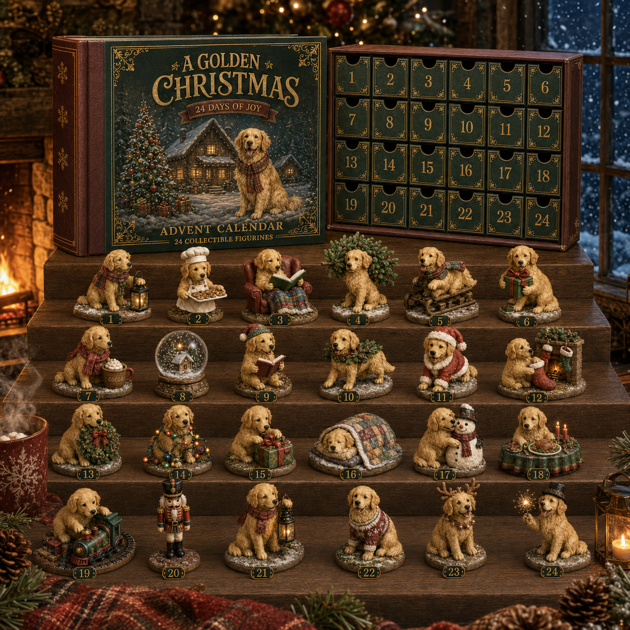 ⏰Limited Stock 49% OFF🔥🎄 2026 Premium Golden Retriever Advent Calendar – 24-Day Surprise Collectible Set, 4 Themes (Country/Enchanted/Christmas/Halloween), 96 Total Designs, Perfect Gift for Golden Retriever Lovers 🐾✨