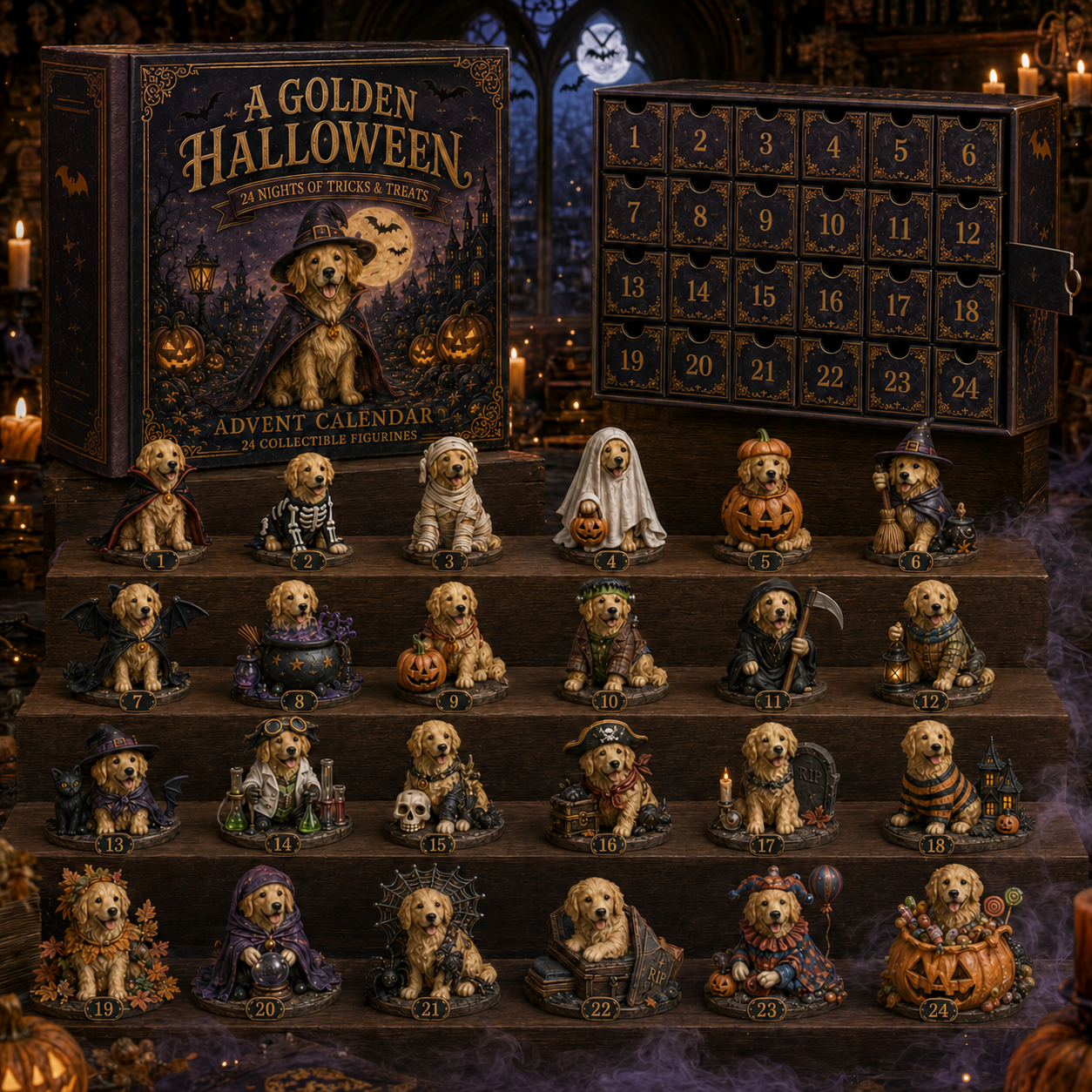 ⏰Limited Stock 49% OFF🔥🎄 2026 Premium Golden Retriever Advent Calendar – 24-Day Surprise Collectible Set, 4 Themes (Country/Enchanted/Christmas/Halloween), 96 Total Designs, Perfect Gift for Golden Retriever Lovers 🐾✨