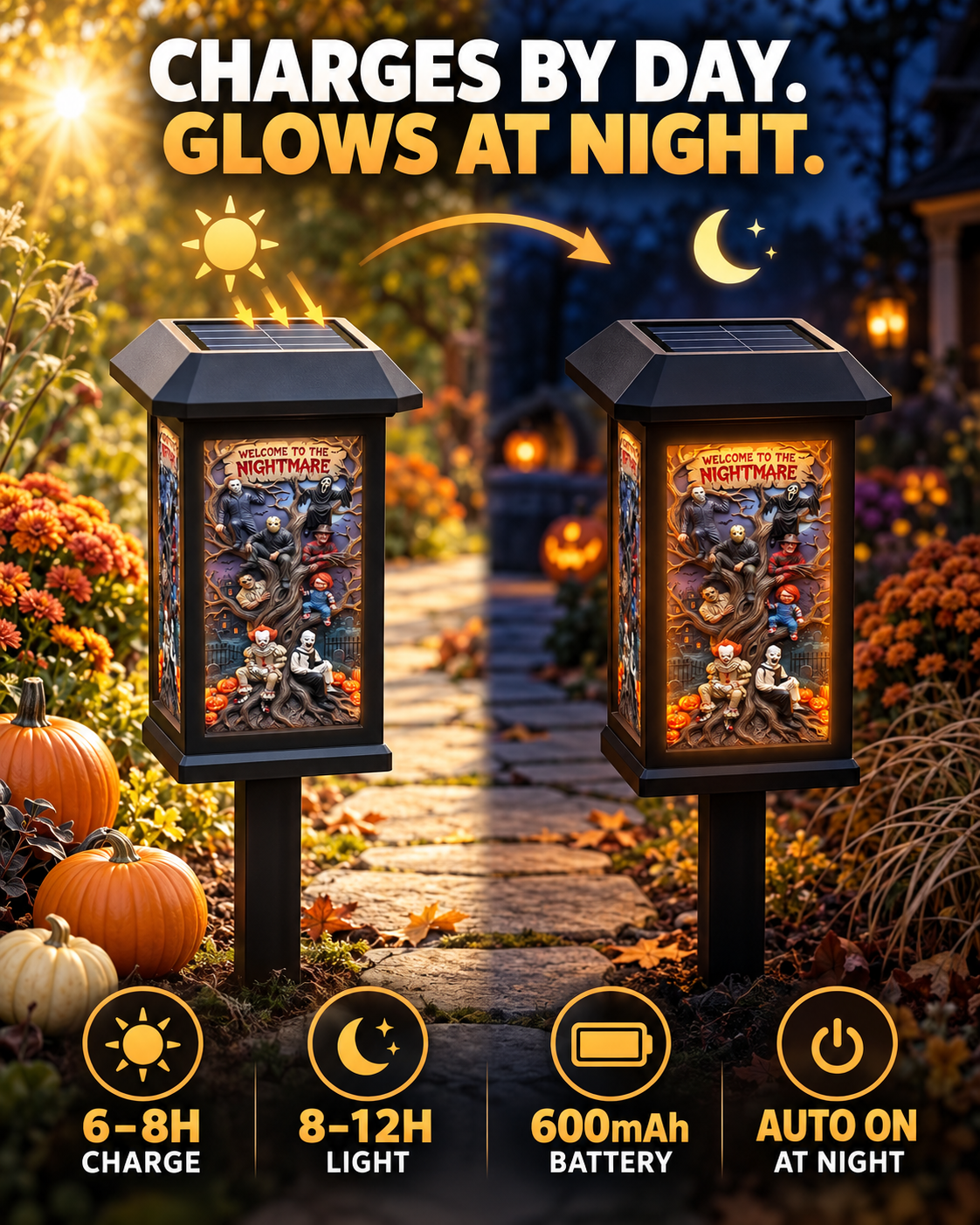 Welcome To The Nightmare Villain Lamp - Personalized Gifts For Halloween Solar Power Garden Lamp 02TYTN190826