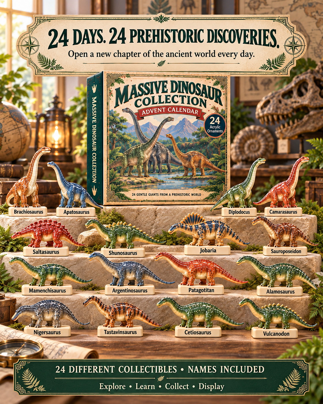 CHRISTMAS KICKOFF 40% OFF - Massive Dinosaur Collection Advent Calendar 2026 - 24-Day Festive Countdown, Acrylic Charms Blind Box - Gift For Dinosaurs Lovers AC0TM405