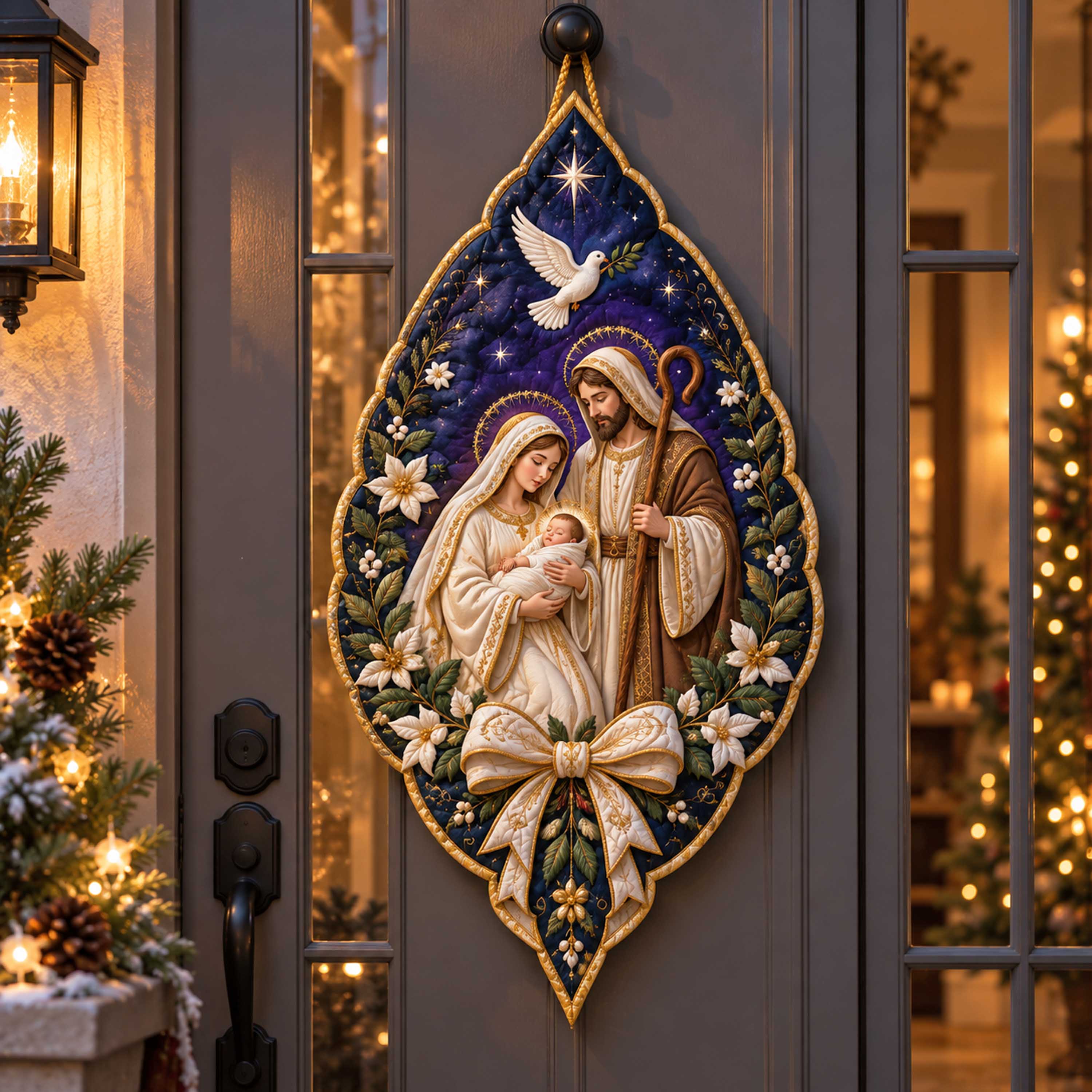 Nativity Hope Custom Shape Quilted Door Hanger