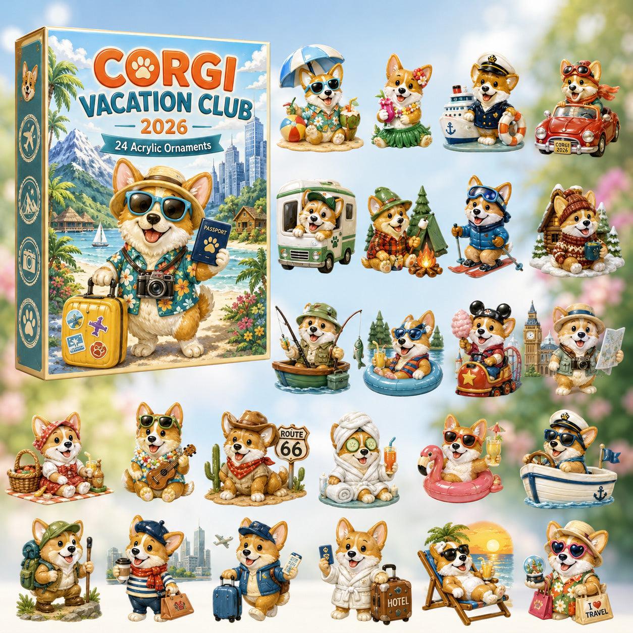 🐶🦴Everyday Corgi Advent Calendar 2026 - 24-Day Festive Countdown, Acrylic Charms Blind Box - Gift For Corgi Lovers