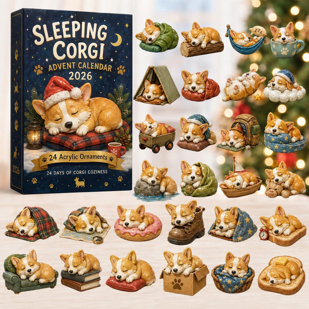 🐶🦴Everyday Corgi Advent Calendar 2026 - 24-Day Festive Countdown, Acrylic Charms Blind Box - Gift For Corgi Lovers