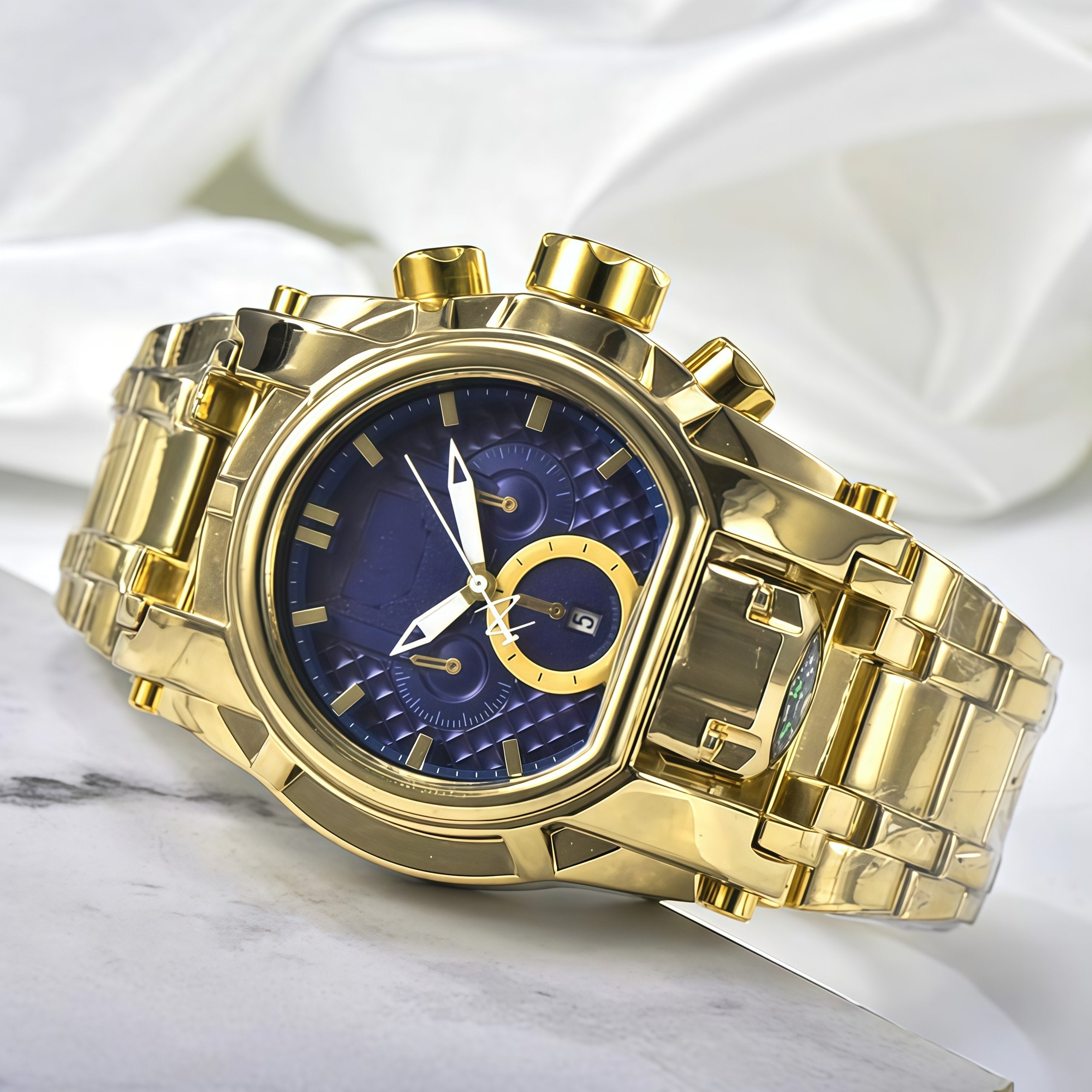 Large dial compass sports watch⌚️Fashion Casual Stainless Steel Wristwatch