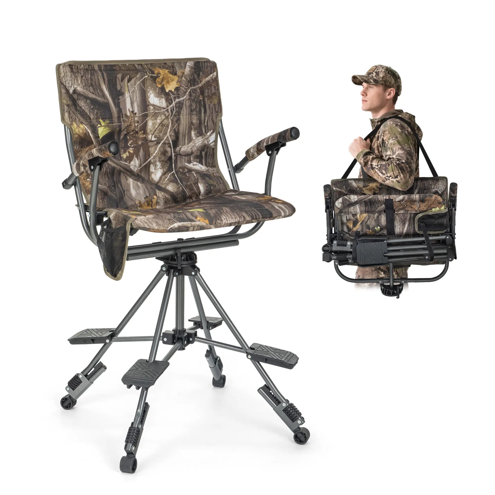 Limited-time 49% off Folding Hunting Chair – 360° Silent Swivel, 330 lbs, Adjustable Legs