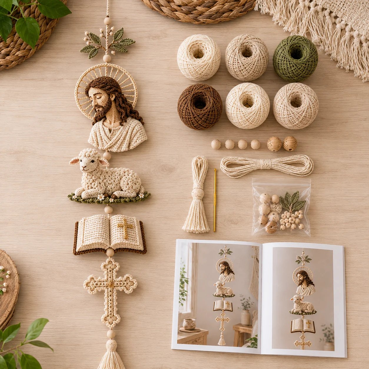 🔥Last Day 49% OFF - ✝️🧵Blessed Faith Hanging Cascade DIY Crochet Kit🪡