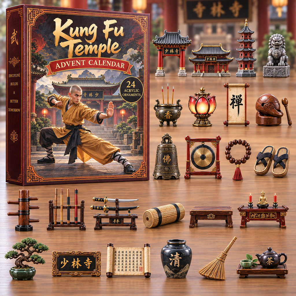 CHRISTMAS KICKOFF 40% OFF - Kung Fu Training Hall Advent Calendar 2026 - 24-Day Festive Countdown, Acrylic Charms Blind Box - Gift For Kung Fu Lovers AC0NT319