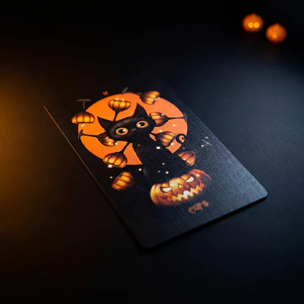 🎃The Halloween Tarot (Tarot Rider–Waite, 81 Cards, Gloss Linen Stock, Pumpkin Gilded Edges, Orange Foil Box)
