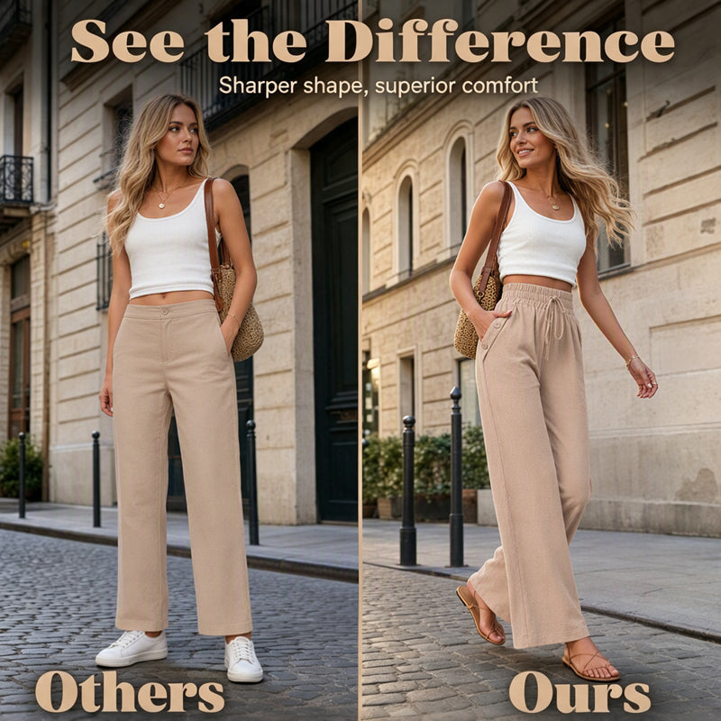 ✨🛍️ Nieuwe collectie – Casual broek met wijde pijpen, functionele zakken & sneldrogende stof – Makkelijk te combineren, van koffie tot resortwandeling 🌬️