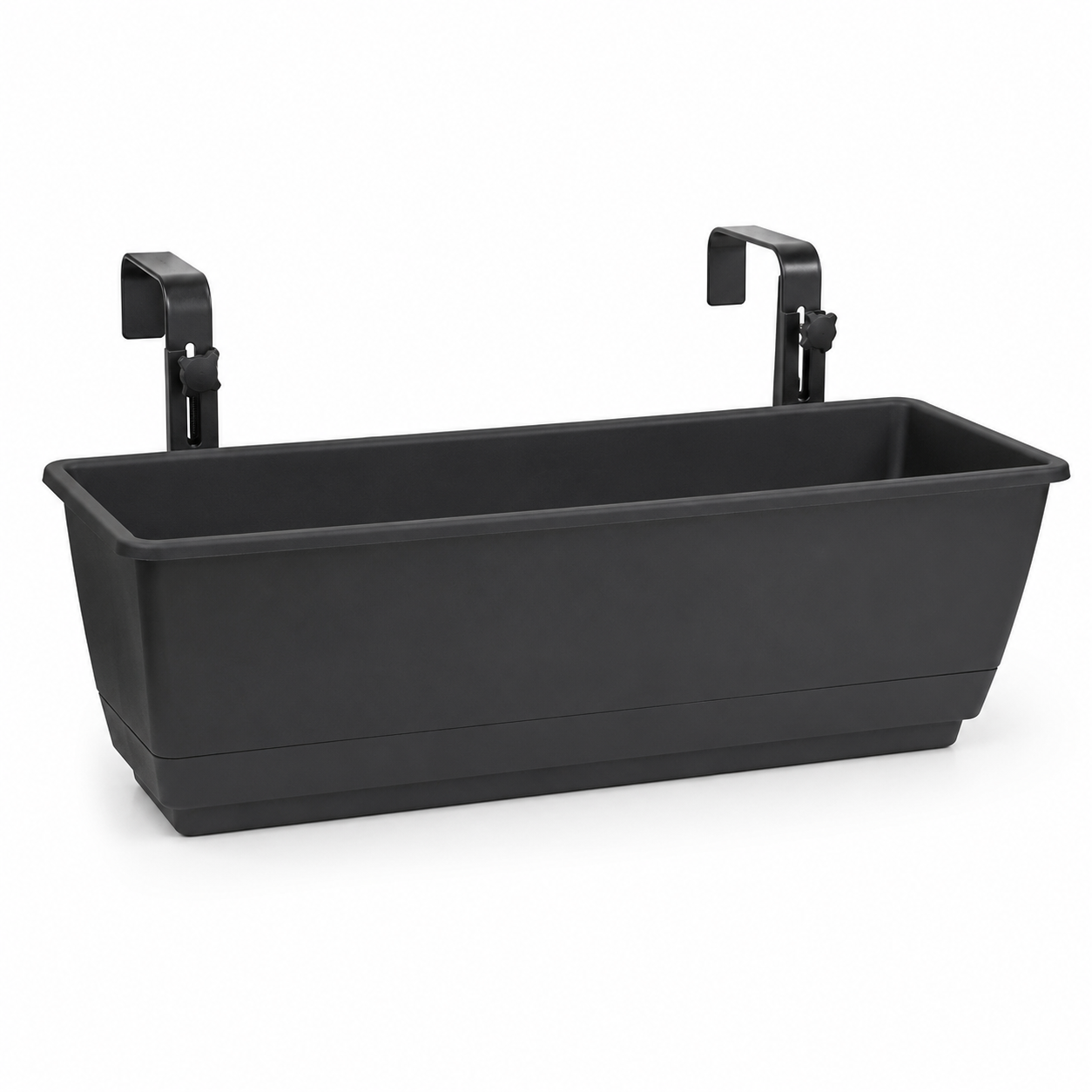 Geländer Pflanzkasten Schwarz 60 cm mit Halterung