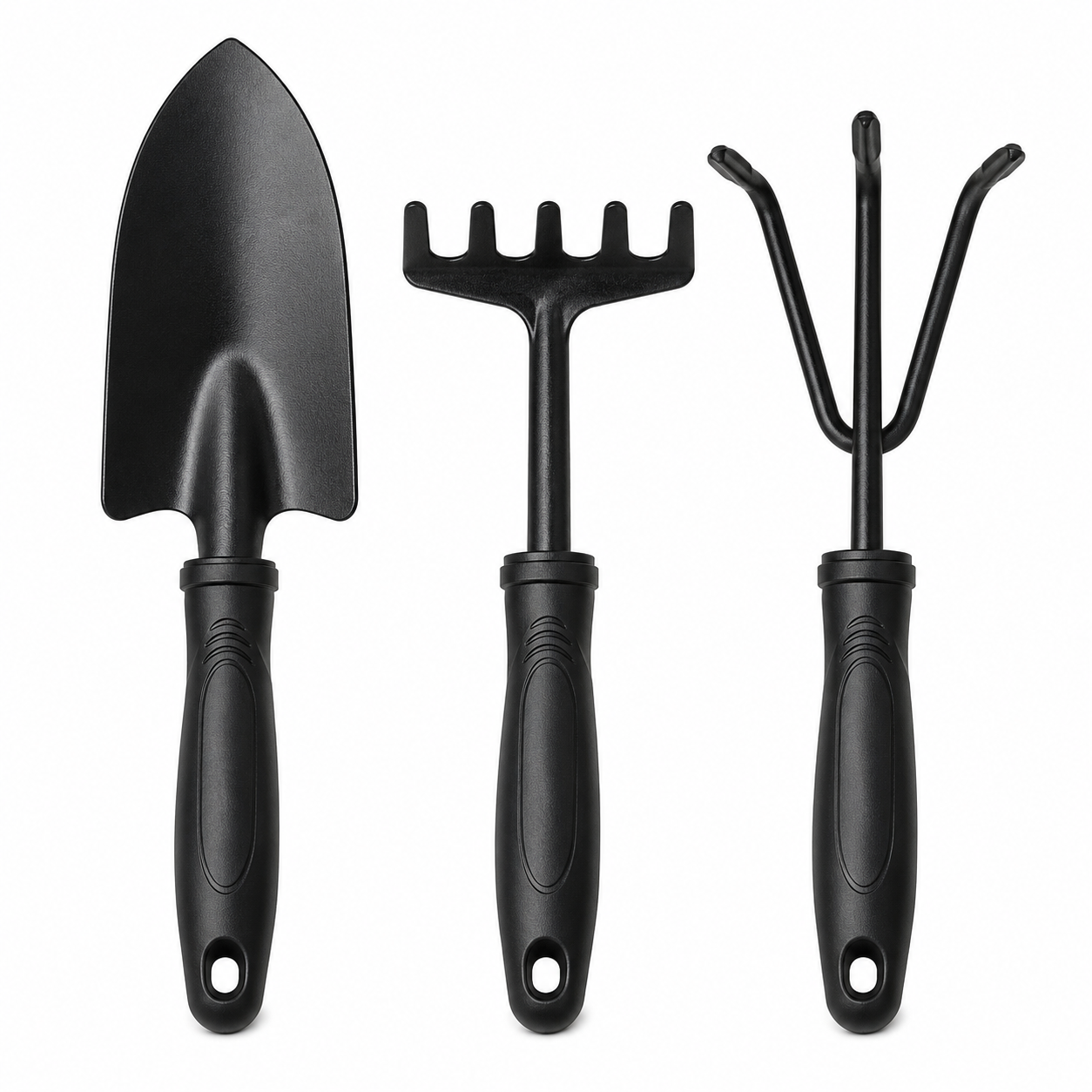 Handgeräte Set 3 teilig Schwarz für Balkon und Beet
