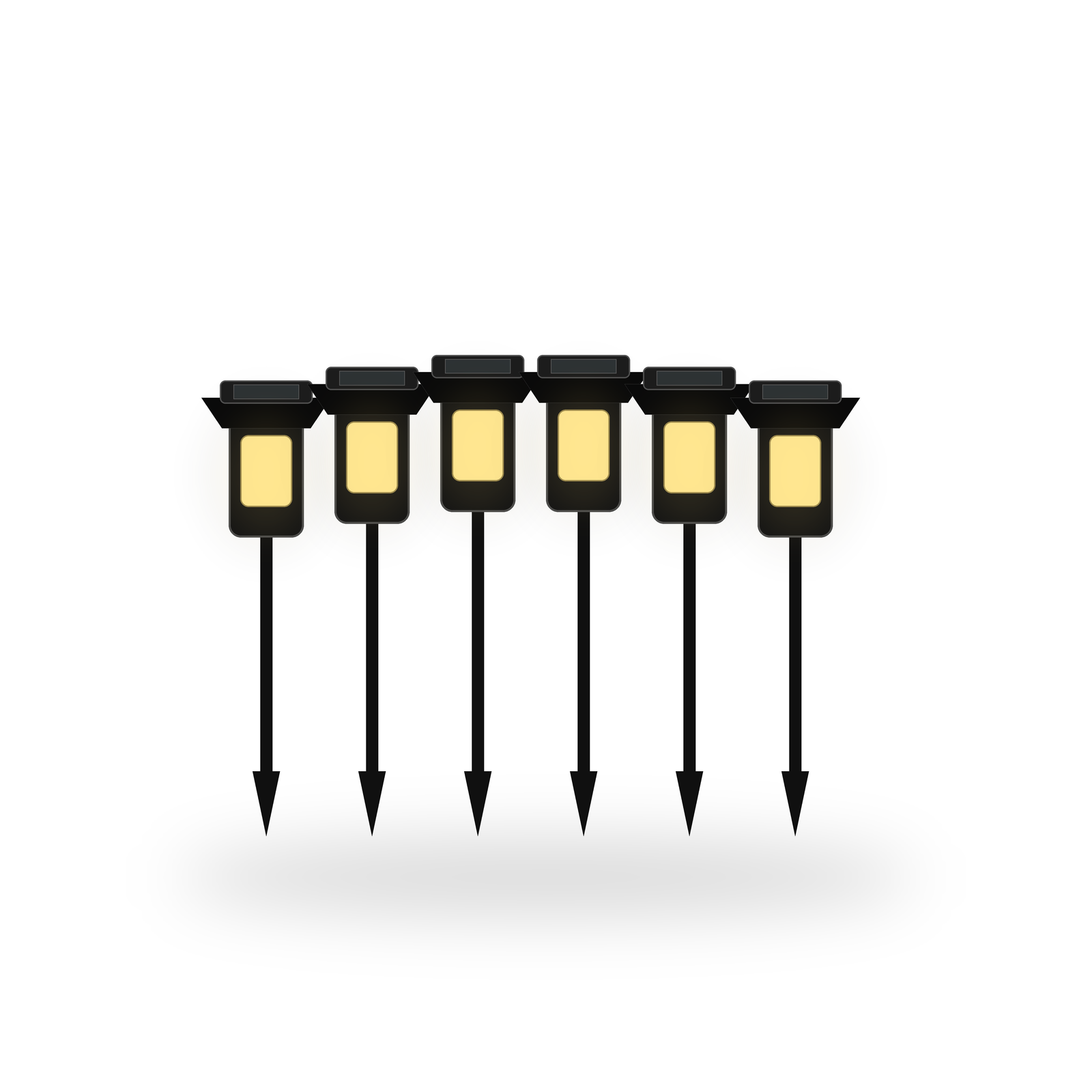 Solar LED Wegeleuchten Schwarz 6 Stück warmweiß