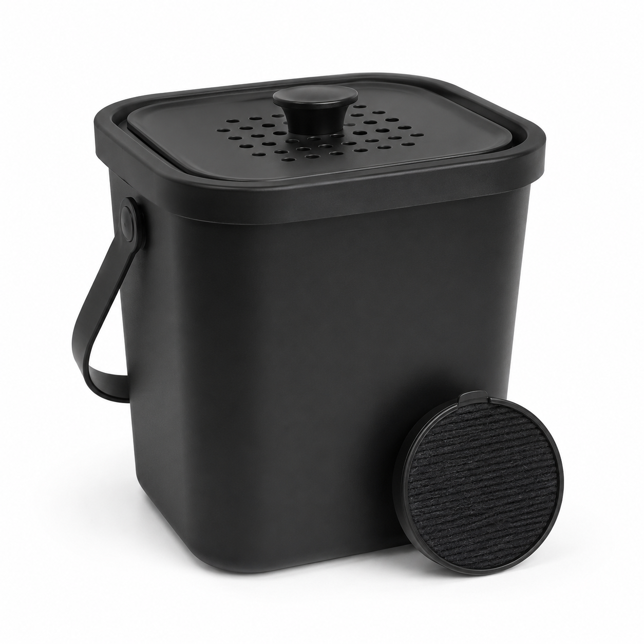 Küchen Komposteimer Schwarz 5 l mit Aktivkohlefilter