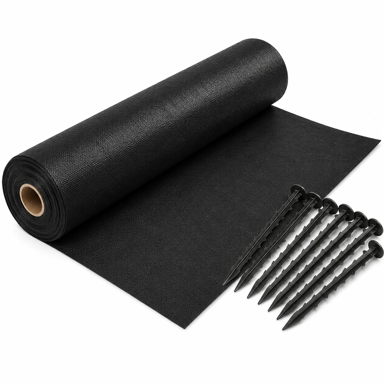 Unkrautvlies Schwarz 10 x 1 m mit Erdankern