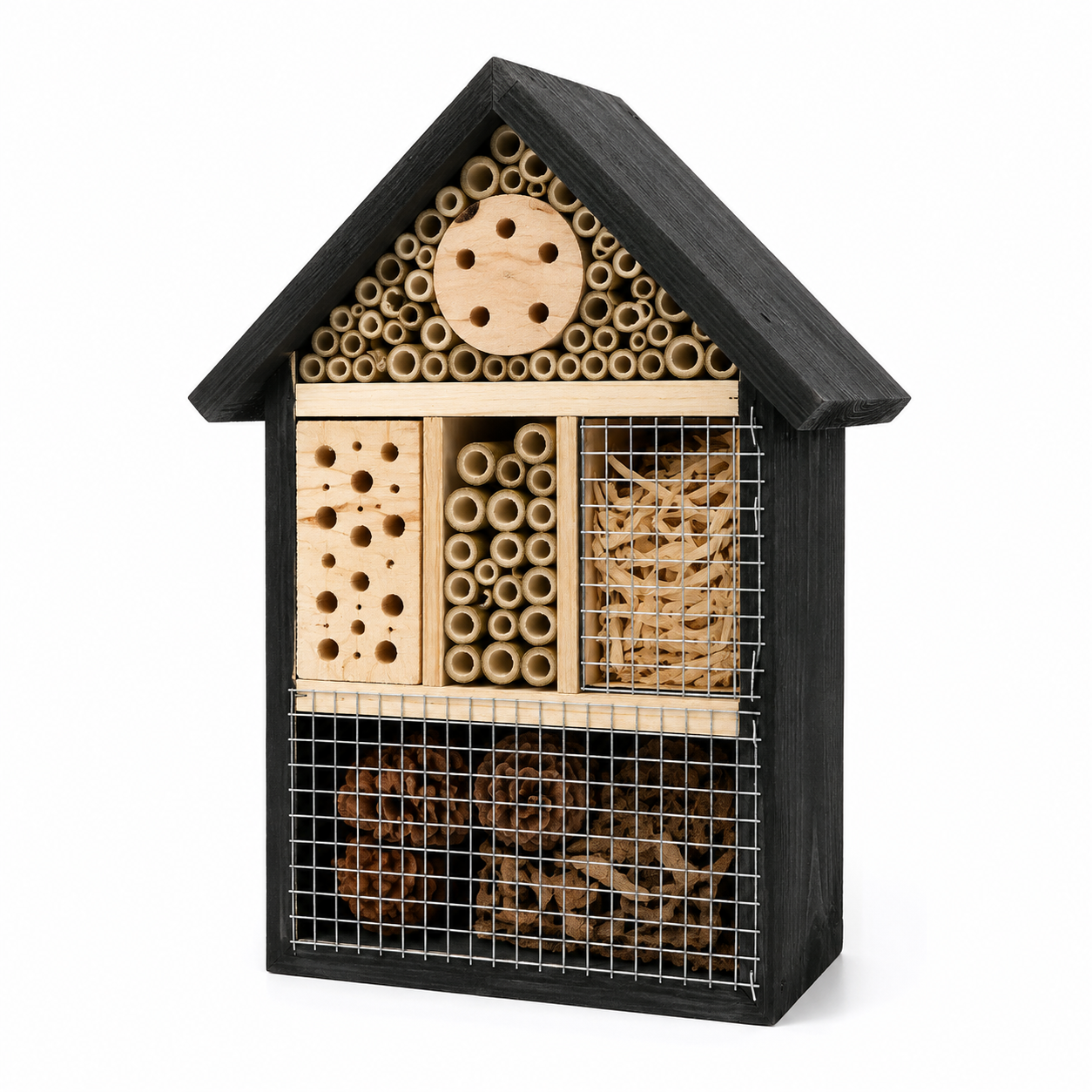 Insektenhotel Holz Schwarz Natur 30 x 20 x 10 cm