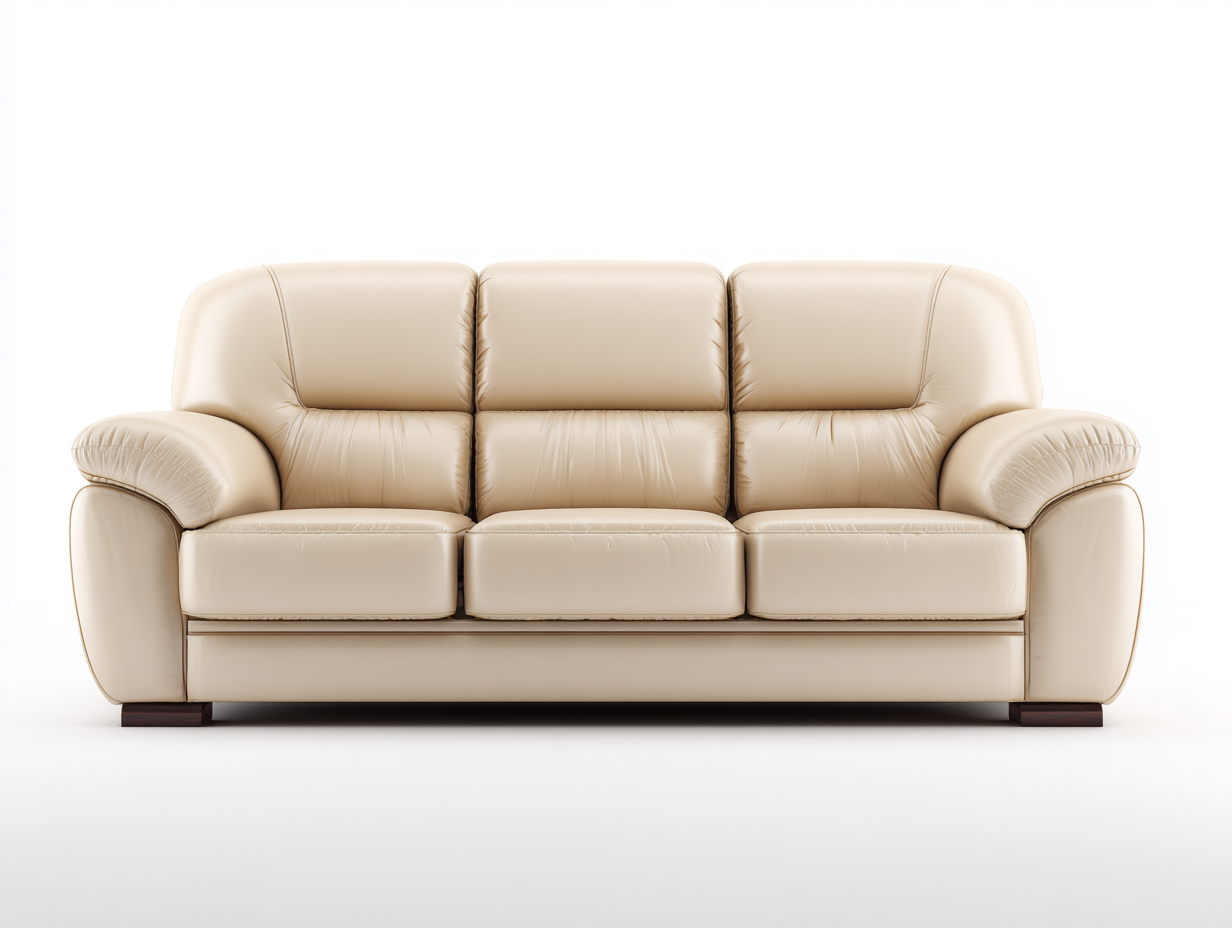 Sofás lineales sofá 3 plazas cuero sintético 210x90x85 cm beige diseño moderno salón-Sivorarahome