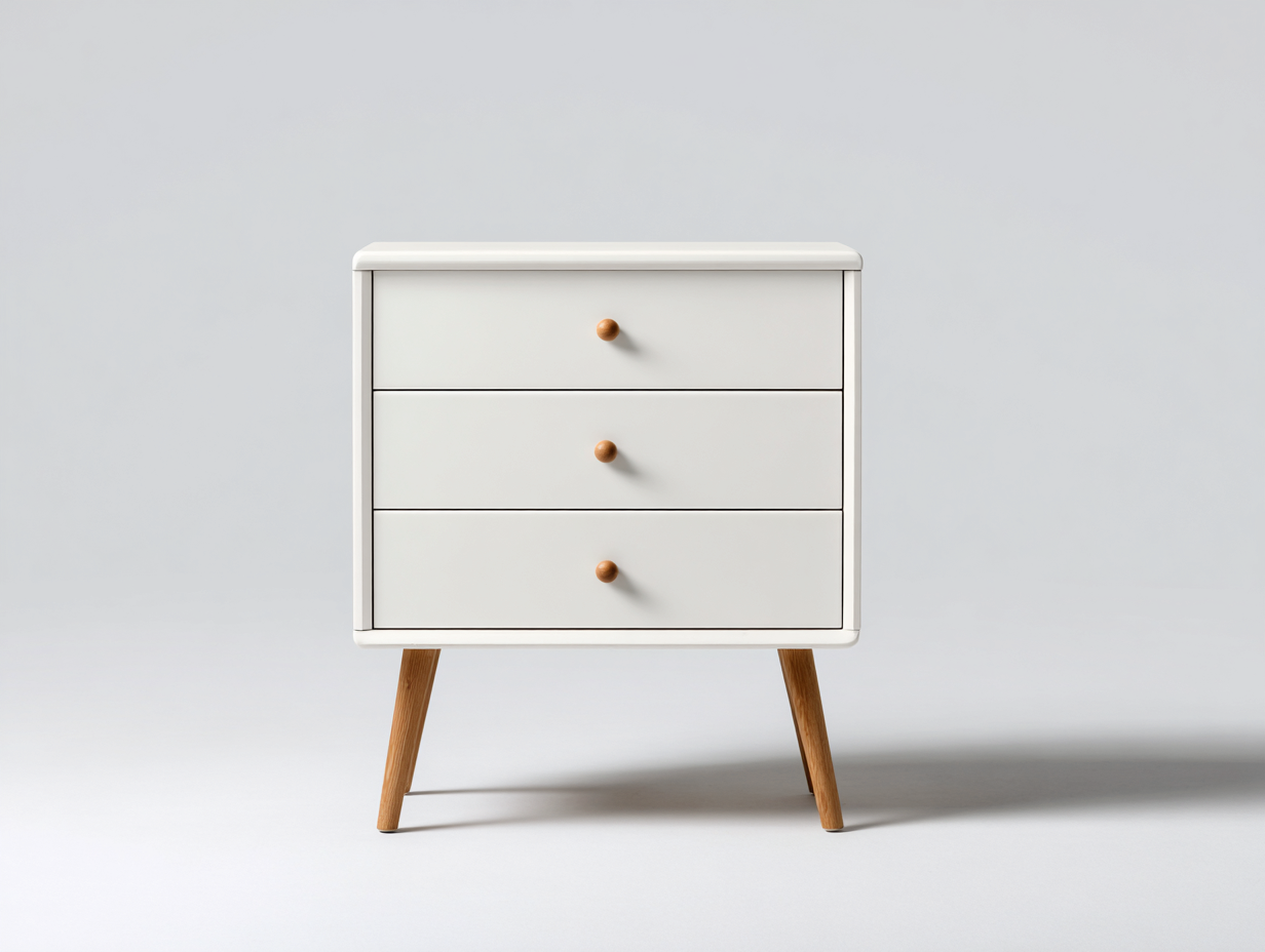 Mesitas de noche mesita de noche de madera con 3 cajones 45x35x55 cm - color blanco-marrón - diseño moderno-Sivorarahome