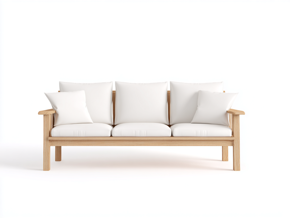 Sofás lineales madera maciza 180x80x85 cm - color natural-blanco - diseño moderno-Sivorarahome
