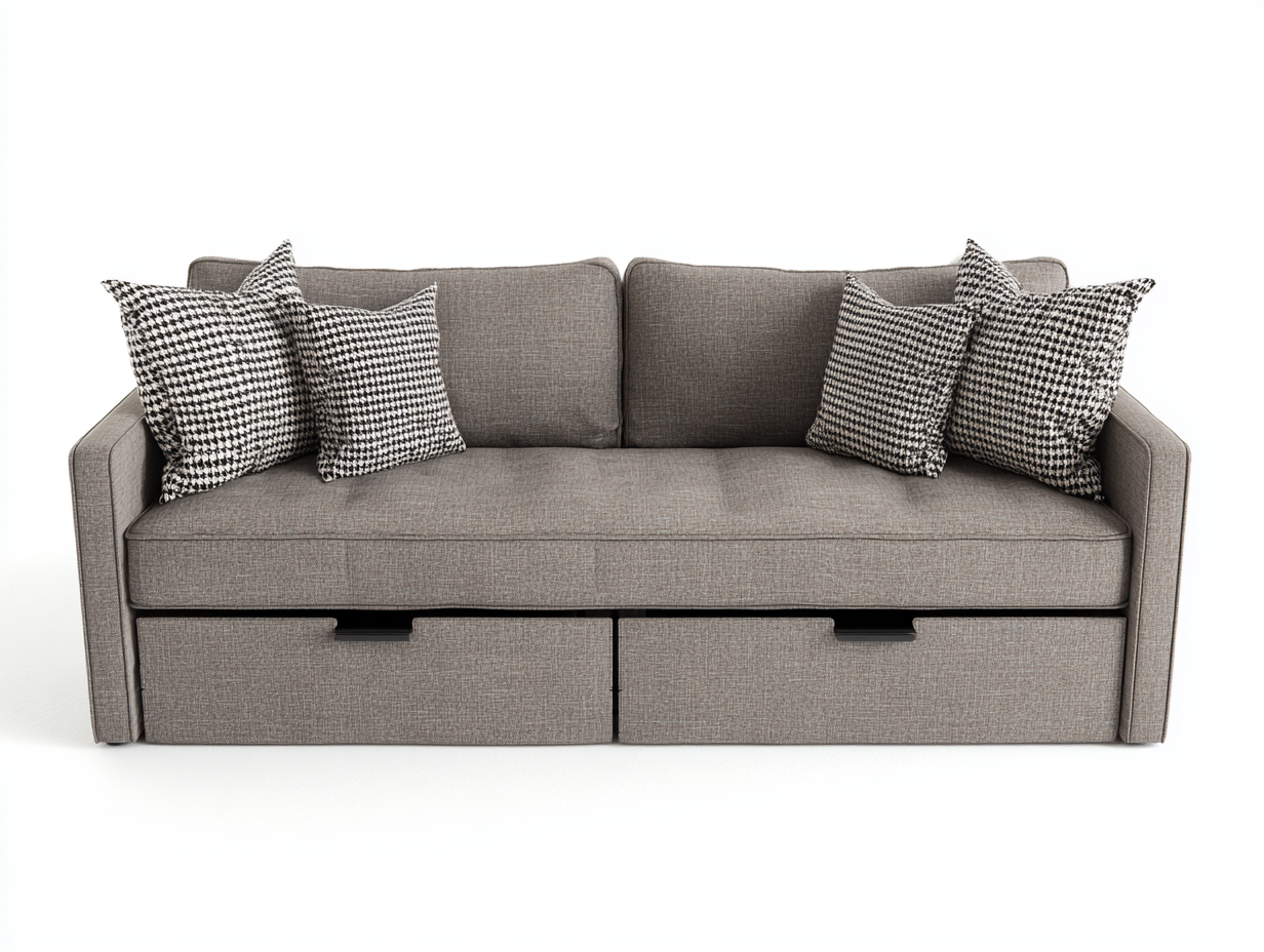 Sofás lineales cama tapizado tela 200x90x85 cm - gris - diseño moderno-Sivorarahome