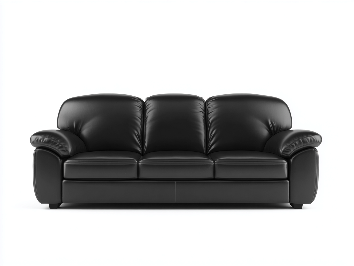 Sofás lineales cuero 200x90x85 cm - color negro - diseño moderno-Sivorarahome