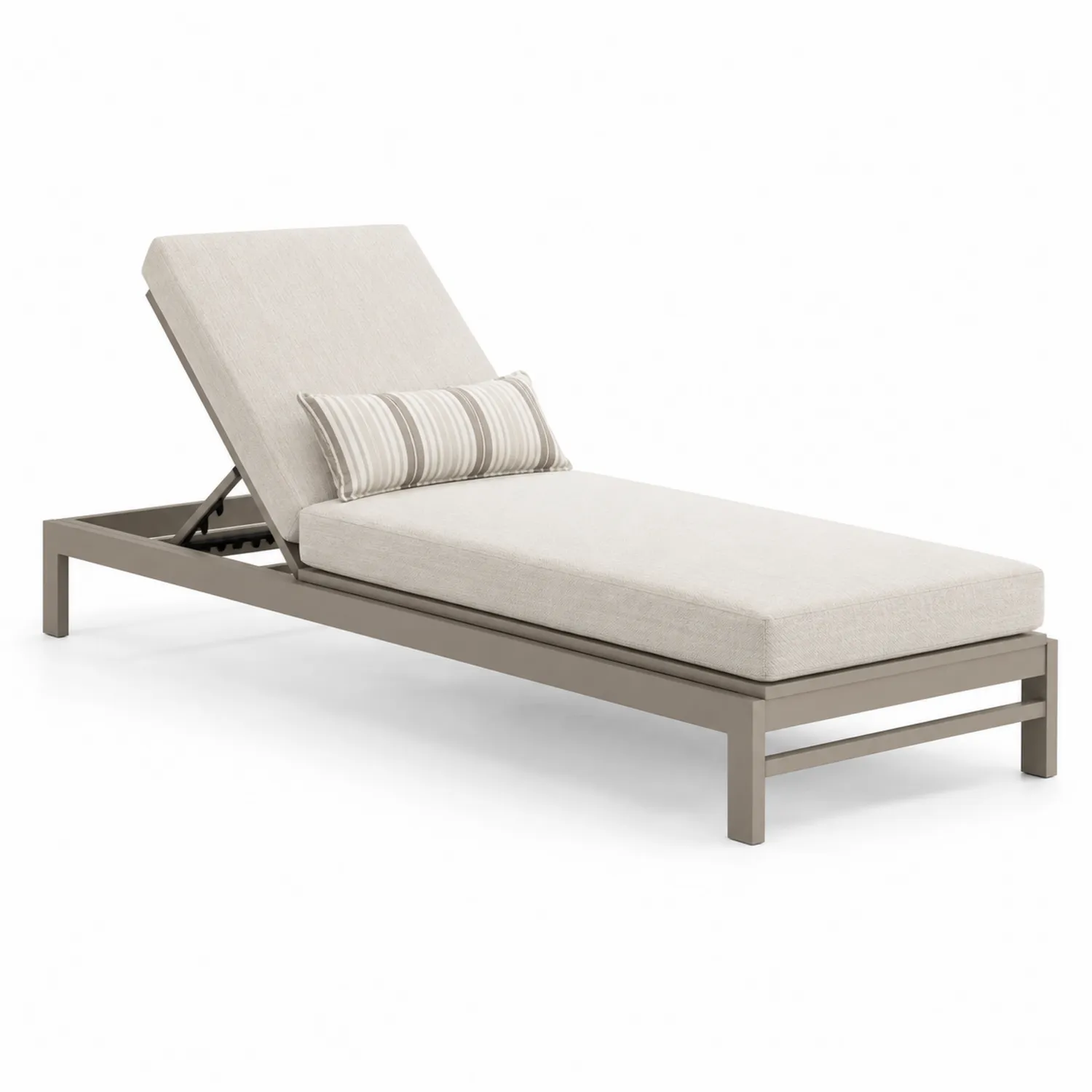 Tumbona de aluminio y tejido beige con cojín 200x65x30 cm-Clairvelour