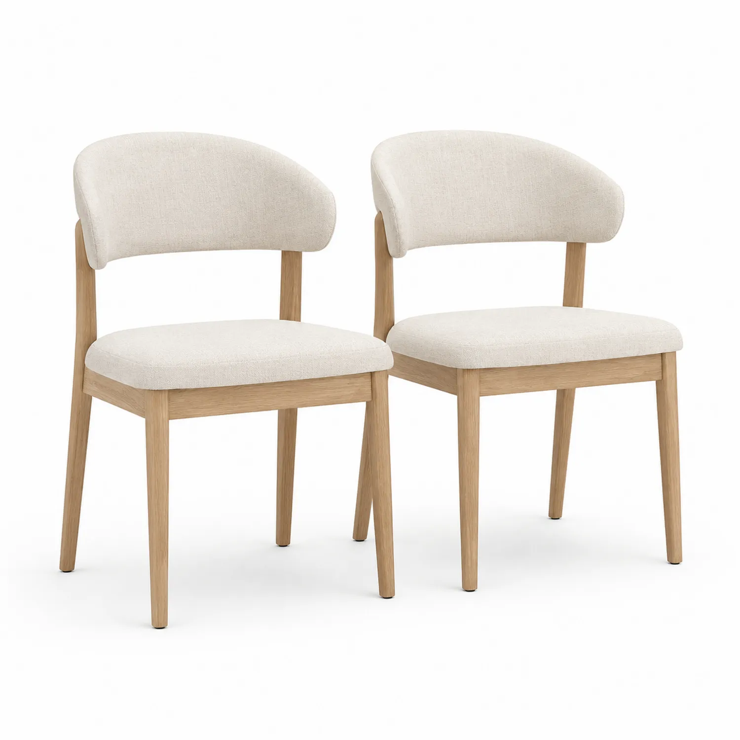 Juego de 2 sillas de madera tapizadas en poliéster Beige-Clairvelour