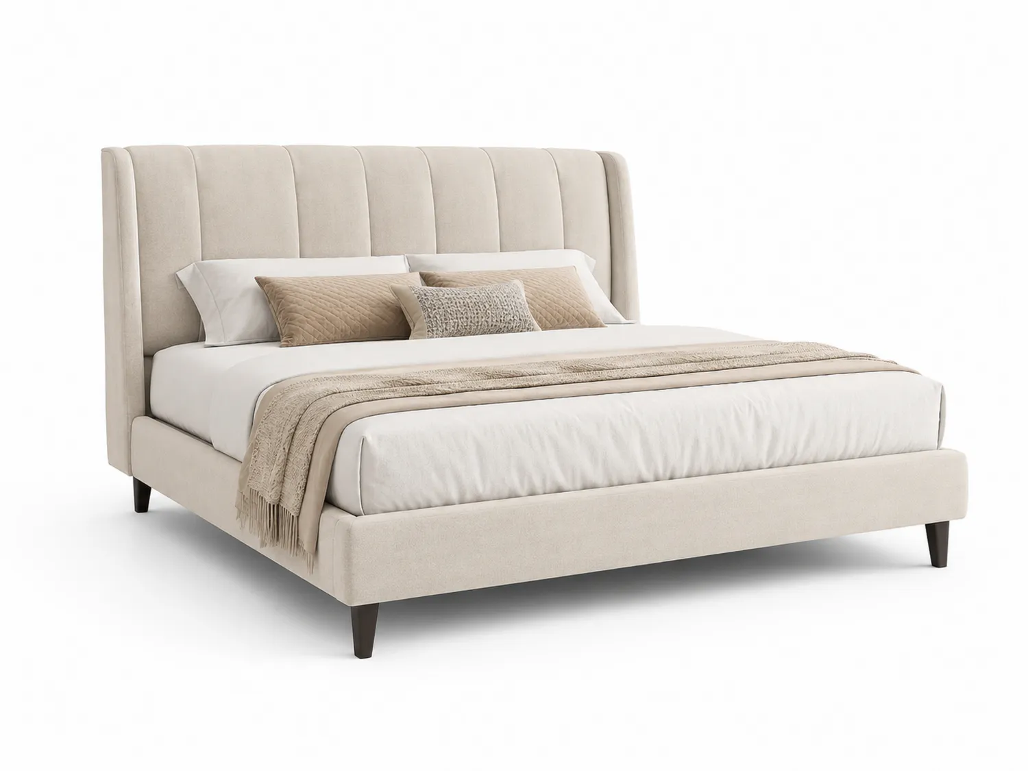 Cama de tela beige 200x160 cm-Clairvelour