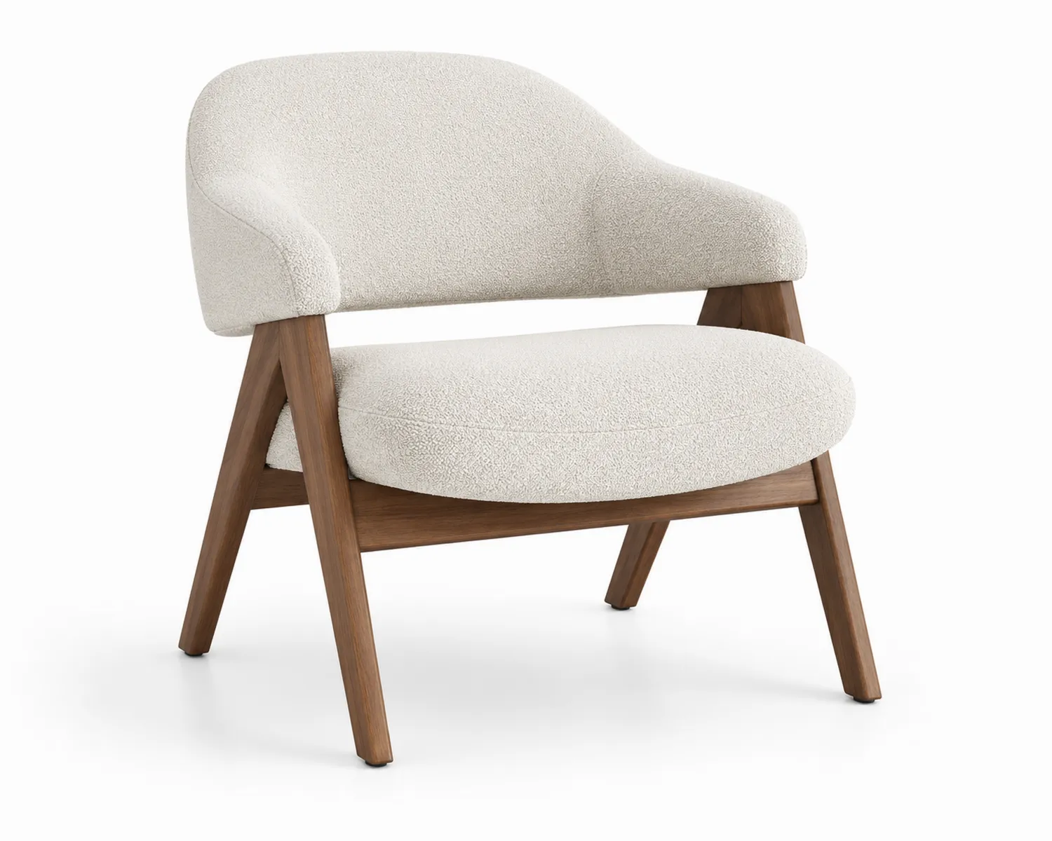 Silla de madera y tejido bouclé color Beige-Clairvelour