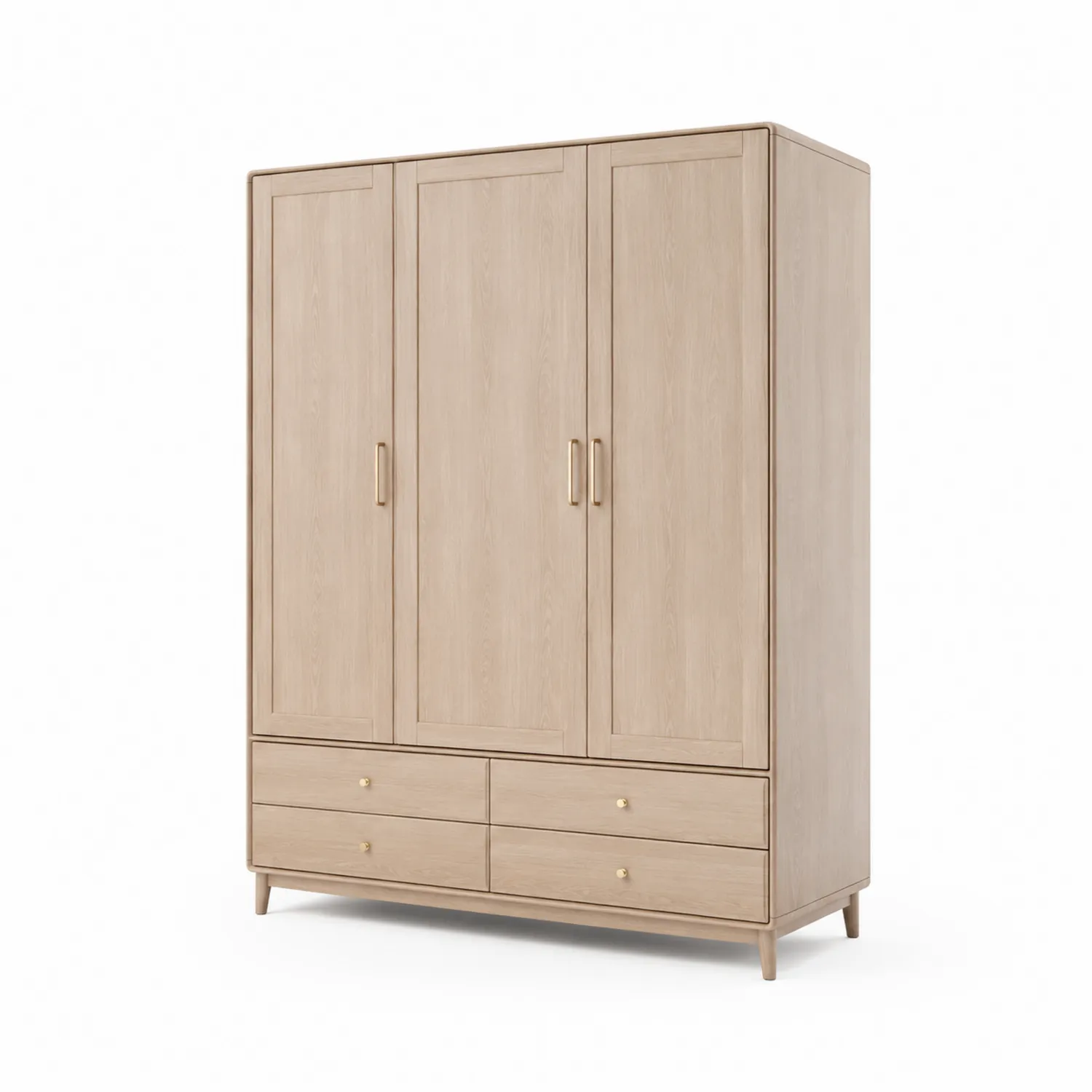 Armario de Madera de Roble Claro con 3 Puertas y 4 Cajones-Clairvelour