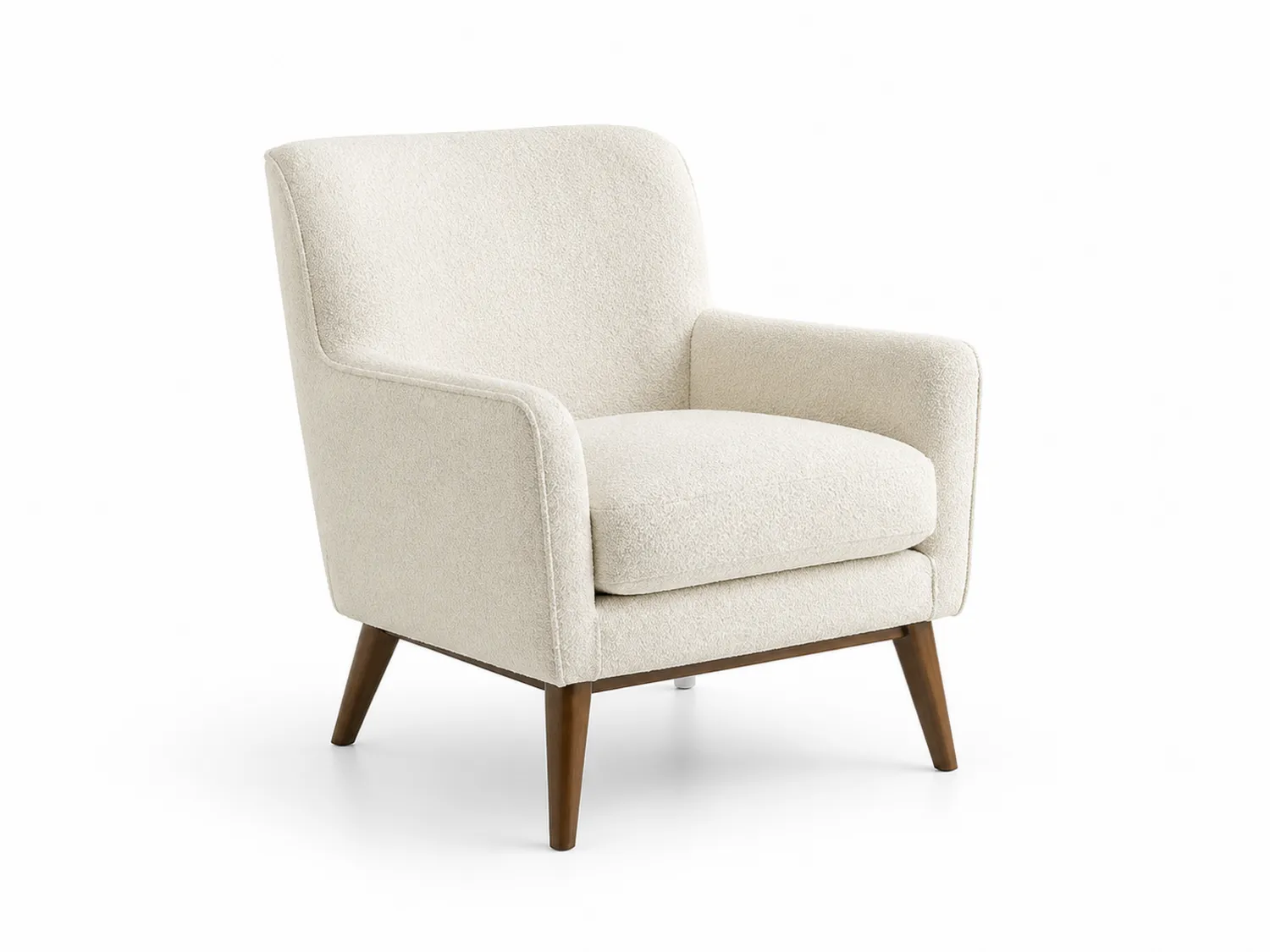 Sillón de tela bouclé con patas de madera-Clairvelour