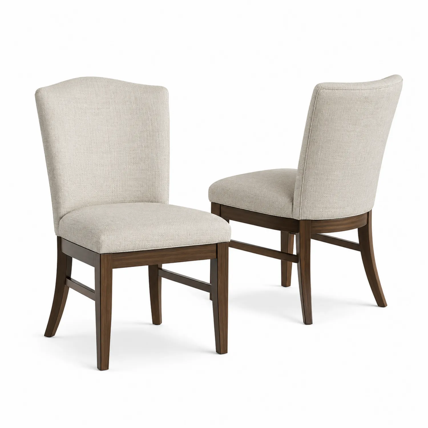 Conjunto de 2 sillas de madera con tapizado de poliéster beige-Clairvelour