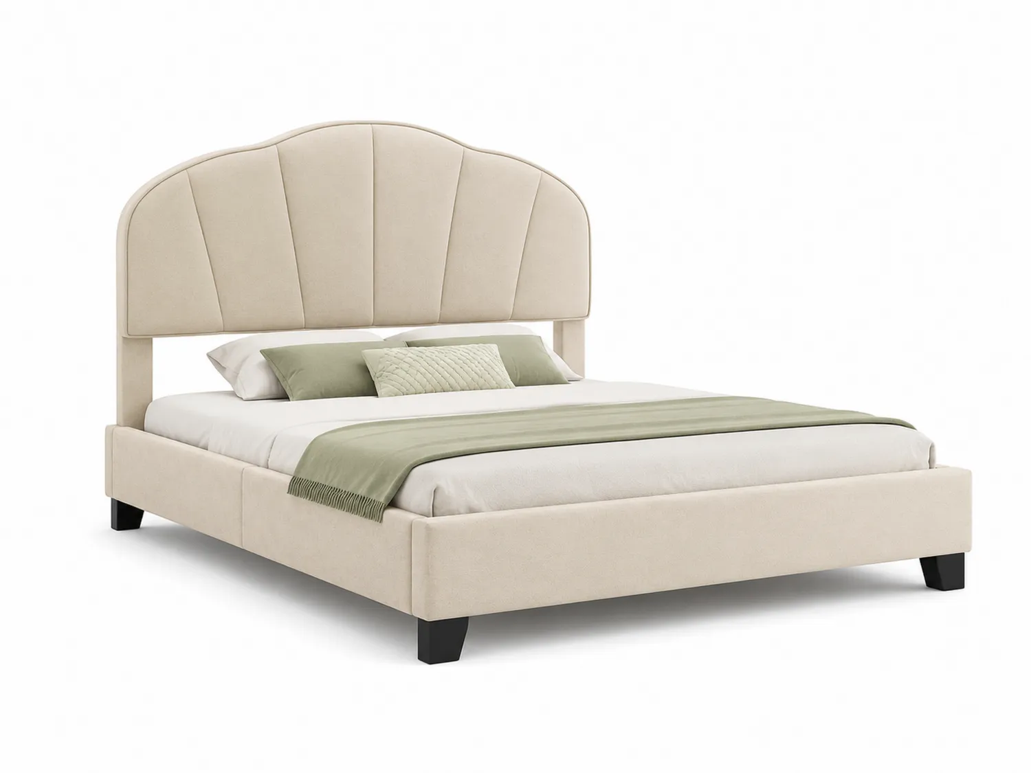 Cama tapizada de poliéster con cabecero curvo y cojines incluidos-Clairvelour