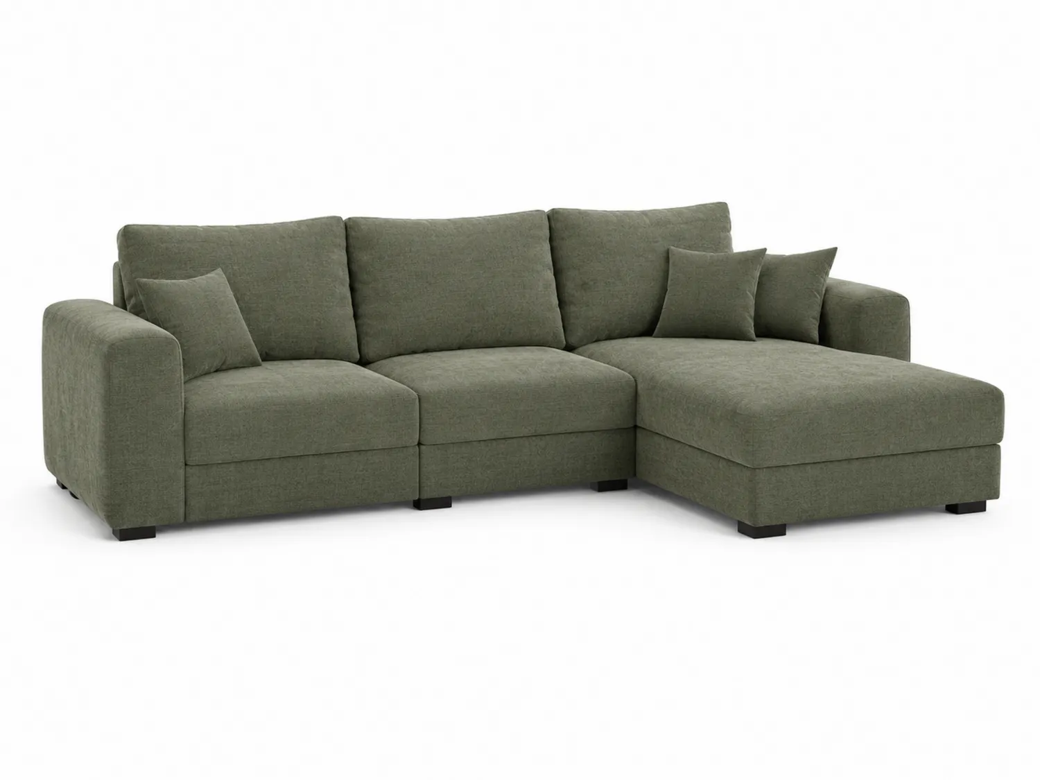 Sofá esquinero de poliéster verde con chaise longue-Clairvelour