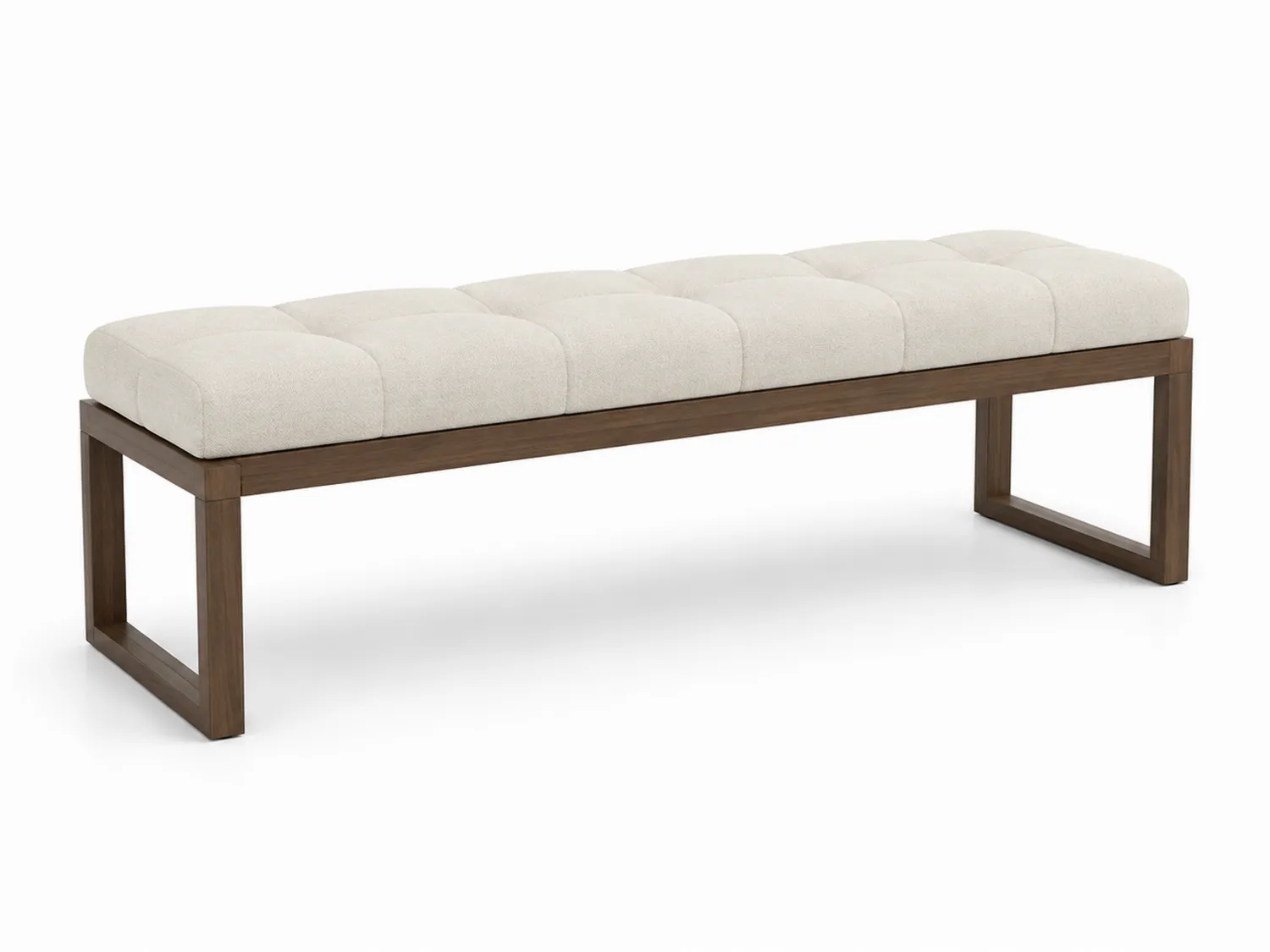 Banco tapizado de poliéster y madera Beige-Clairvelour
