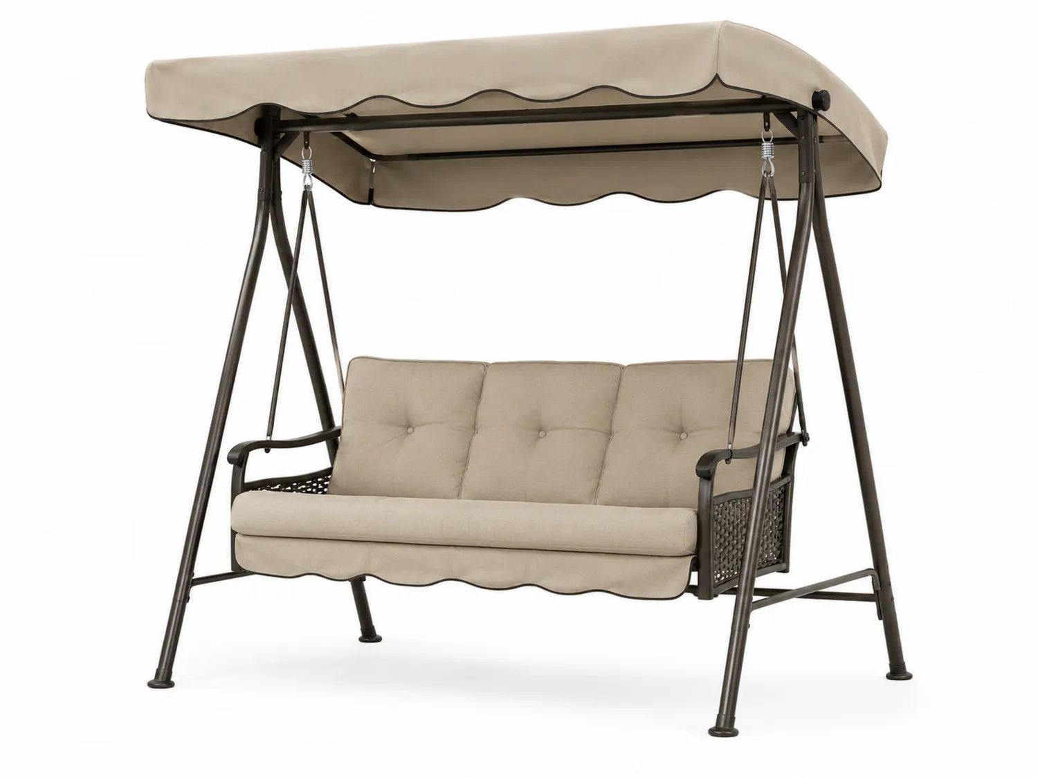Columpio de Acero con Cojines de Poliéster Exterior Beige-Clairvelour