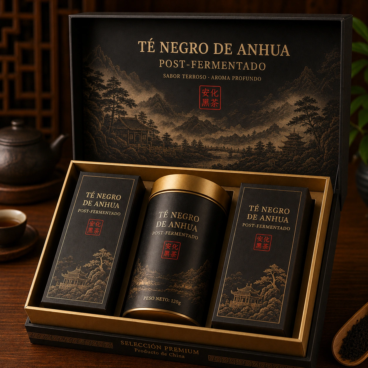 Te Negro de Anhua Post Fermentado - Caja Regalo Premium