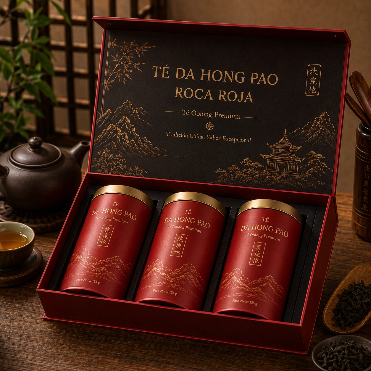 Te Da Hong Pao Roca Roja Oolong Premium - Caja Regalo 3 Latas