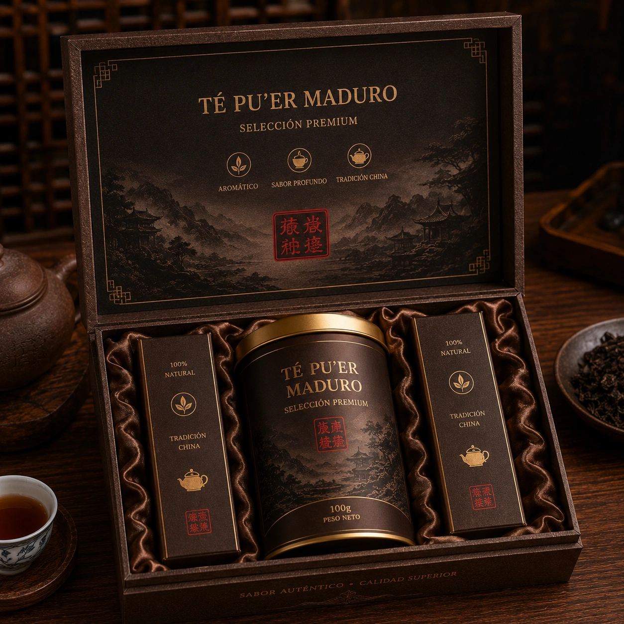 Te Pu Er Maduro Seleccion Premium Caja Regalo Marron